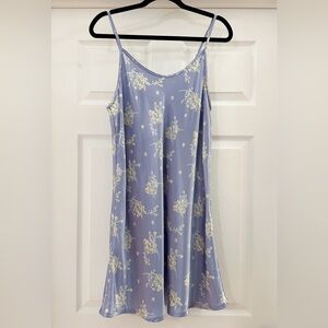 Vintage Valerie Stevens Satin Lavender Floral Slip Mini Dress